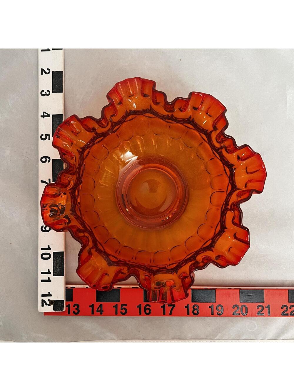 Vintage Orange Ruffled Glass Bowl - A Splash of Sunshine! - Picture 4 of 4